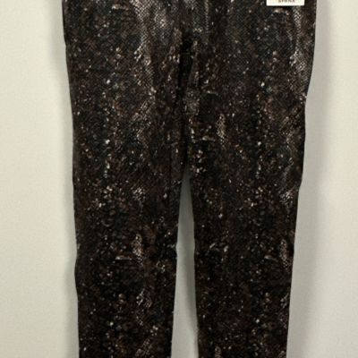NWT SPANX Women Faux Leather Snake Shine Leggings Pants Stretch Brown Size L